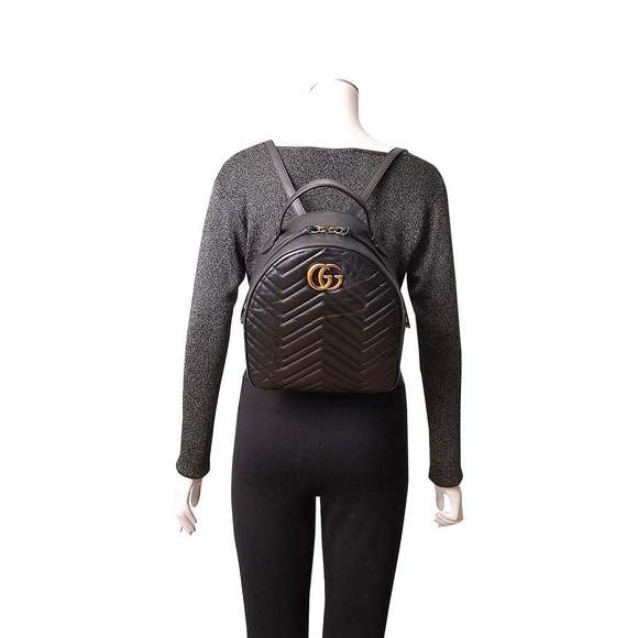 GUCCI Matelasse Marmont GG Backpack Black - Picture 3 of 8